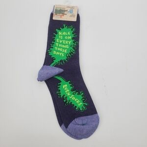Blue Q kale purple and green womens crew socks new